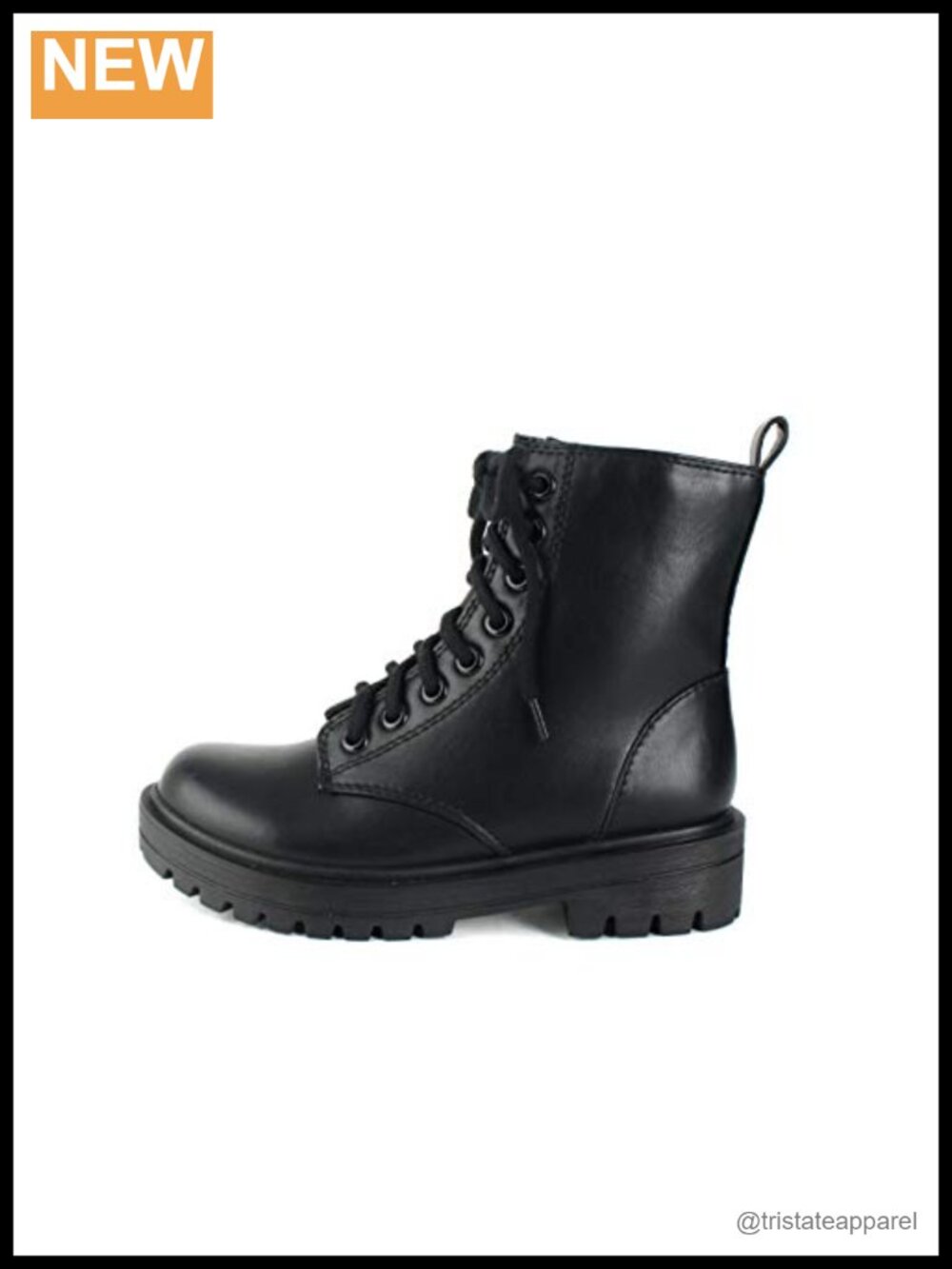 Soda FIRM Lug Sole Combat Ankle Bootie Lace Up Side Zipper